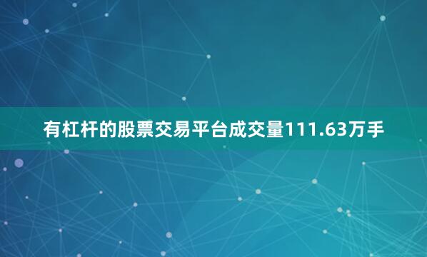 有杠杆的股票交易平台成交量111.63万手