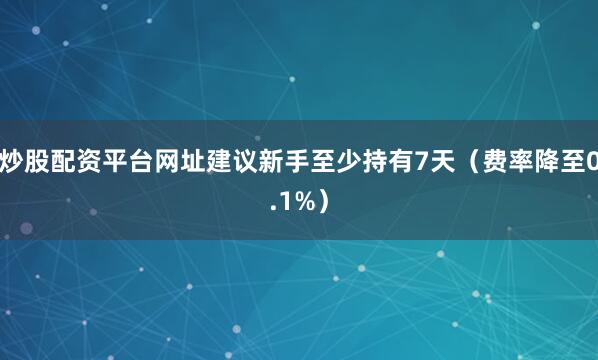 炒股配资平台网址建议新手至少持有7天（费率降至0.1%）