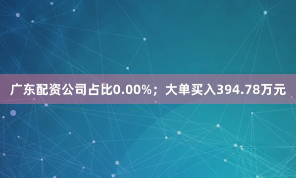 广东配资公司占比0.00%；大单买入394.78万元